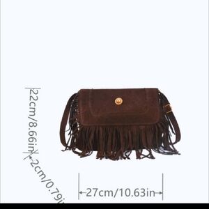 BROWN CHOCOLATE MEDIUM FRINGE BOHEMIAN BAG